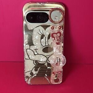 Disney Minnie Mouse Glitter Cartoon Case Gold Phone Case W/strap Google Pixel 9